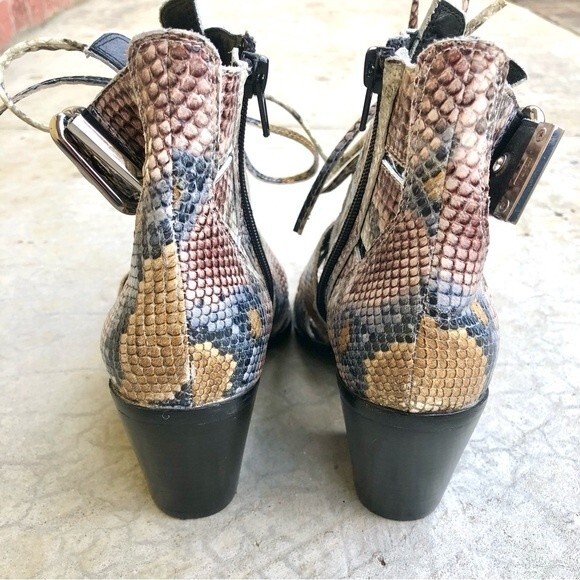 Jeffrey Campbell Snakeskin Leather Ankle Boots Booties Shooties Pastels Chunky 6 - Picture 4 of 7